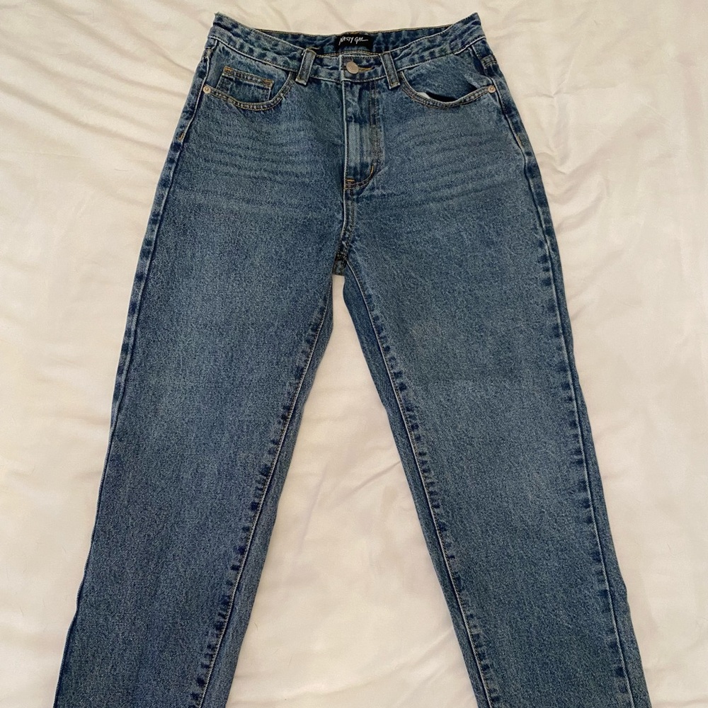 nasty gal dark wash mom jeans